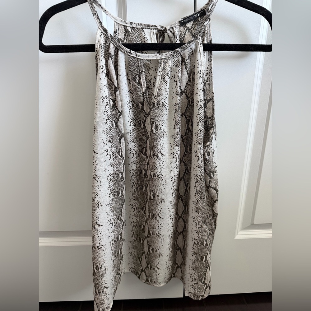 Papermoon Snake Print Halter Top in Neutral Brown and Cream